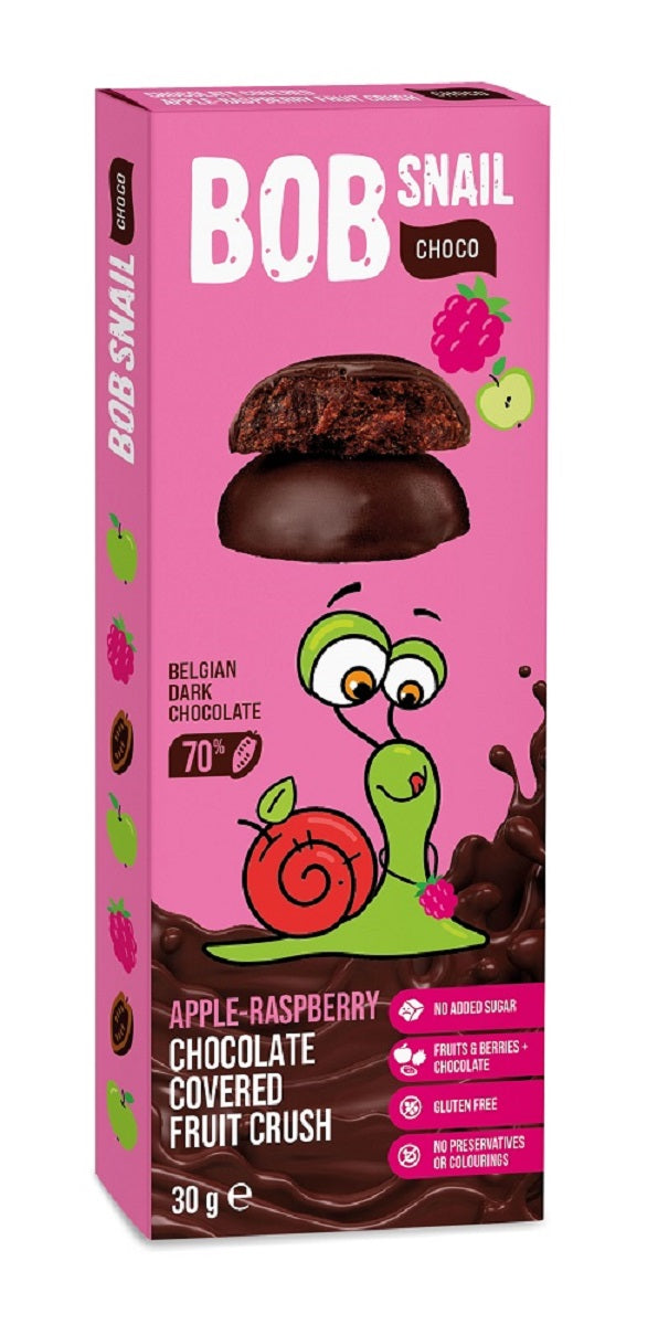 Apfel-Himbeer-Snack mit dunkler Schokolade 30 g BOB SNAIL Niederlanden