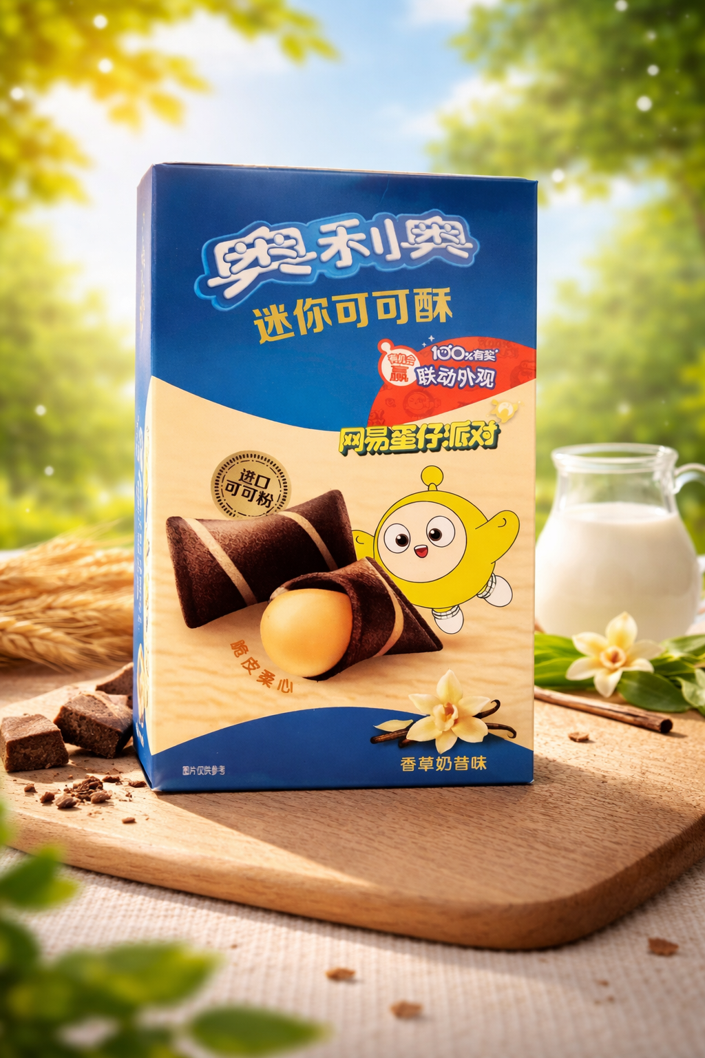 Knusprige Kakaowaffel-Röllchen mit einer süßen Vanille-Milch-Cremefüllung 40 g