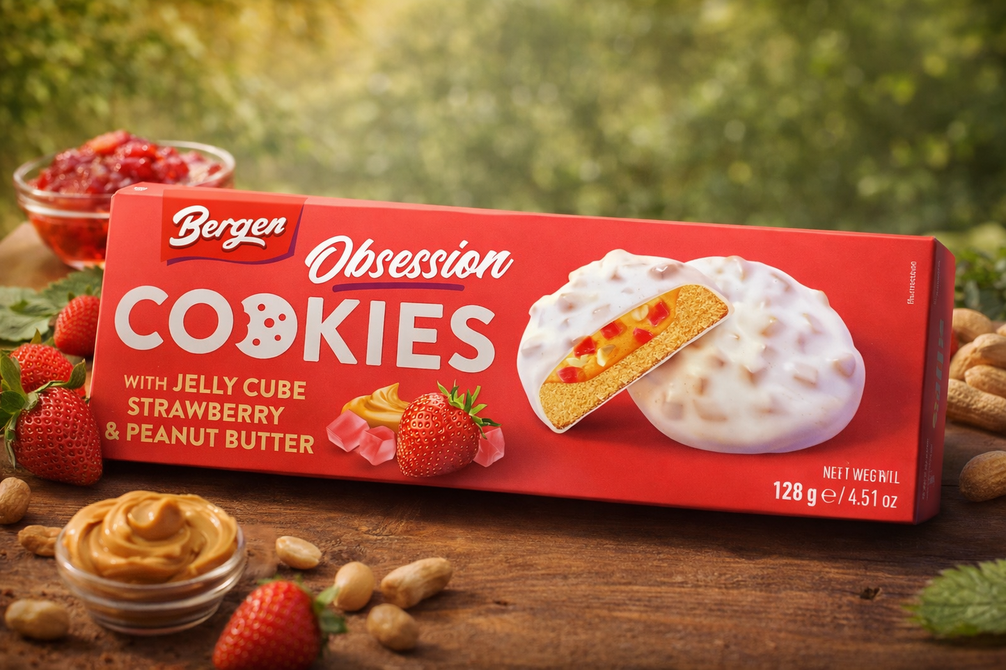 Bergen Obsession Cookies  Strawberry Peanut Butter 128 g
