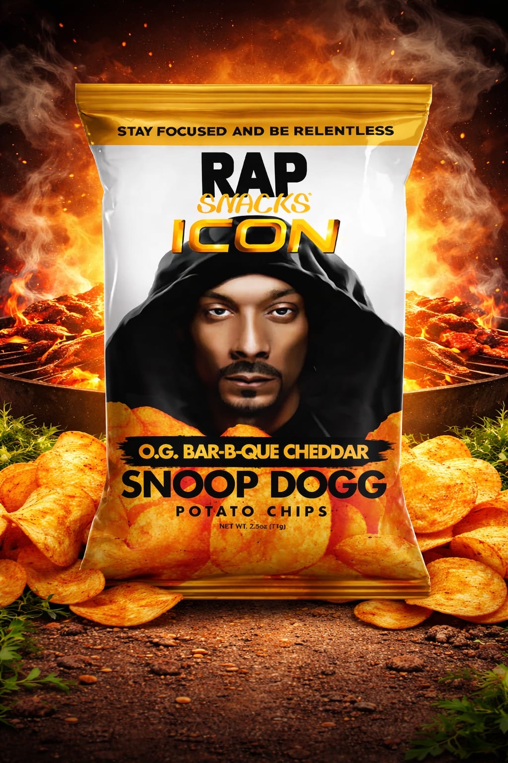 Rap Snacks ICON – O.G. Bar-B-Que Cheddar Potato Chips (Snoop Dogg Edition) 71g