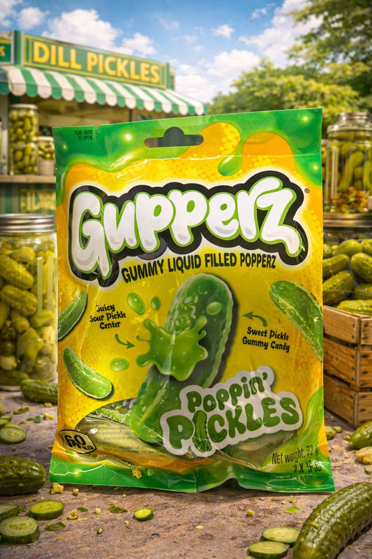 Gupperz Pickle Candy 72 g – Extreme Sour Gummy mit Füllung