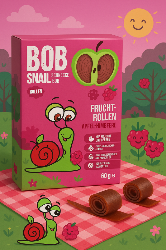 Apfel-Himbeere-ROLLEN-SNACK OHNE ZUCKERZUSATZ, GLUTENFREI 60 g - BOB SNAIL Polen