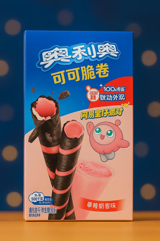 Knusprige Waffelröllchen mit Erdbeer-Milchshake-Geschmack 50 g china